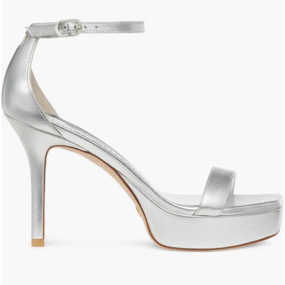 Stuart Weitzman Metallic Silver Platform Heels - Picture 3 of 12